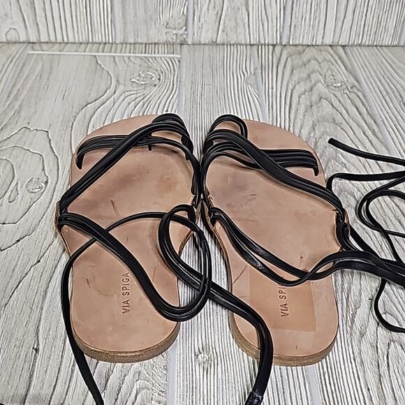 Via Spiga Allegra Ankle Wrap Black Leather Sandals Womens Size 6.5 New - Picture 6 of 13